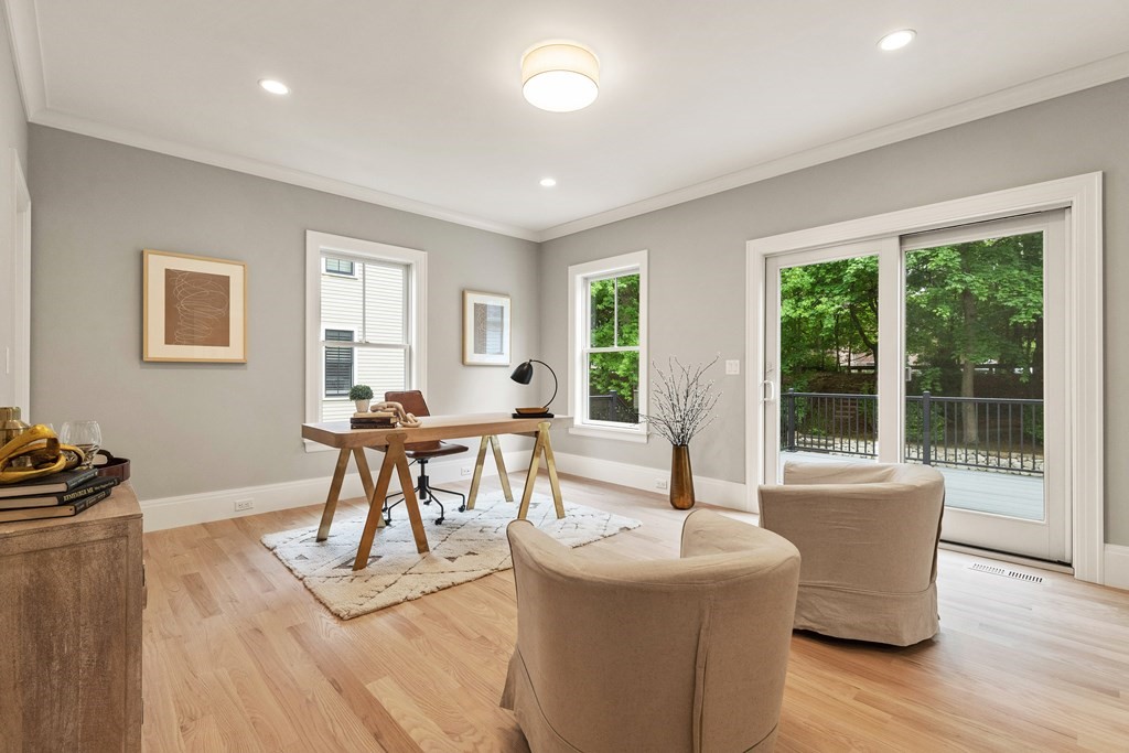 11 Sherman Street Lexington, MA 02420 - Photo 21 of 40 a view of a dining room with furniture window and outside view