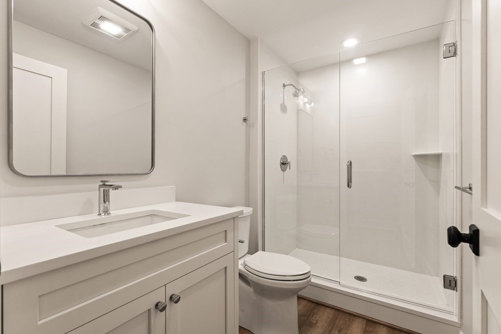 11 Sherman Street Lexington, MA 02420 - Photo 36 of 40 a bathroom with a sink a toilet and shower