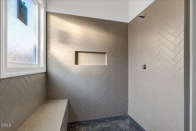 a bathroom with a bathtub