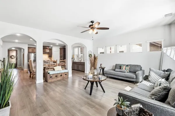 a living room with furniture