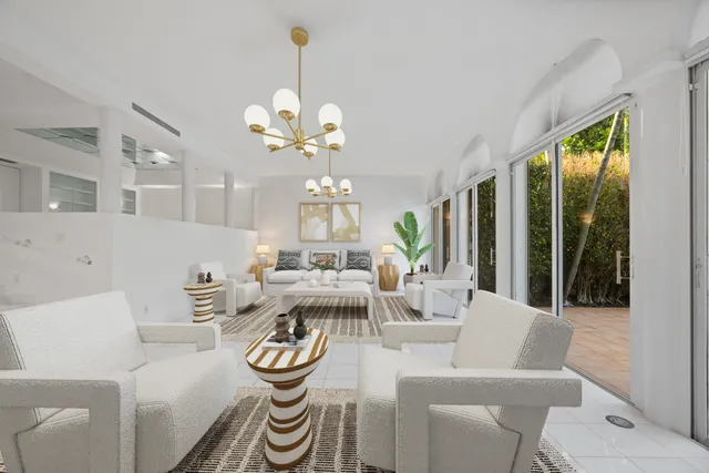 a view of an empty room with sliding glass door