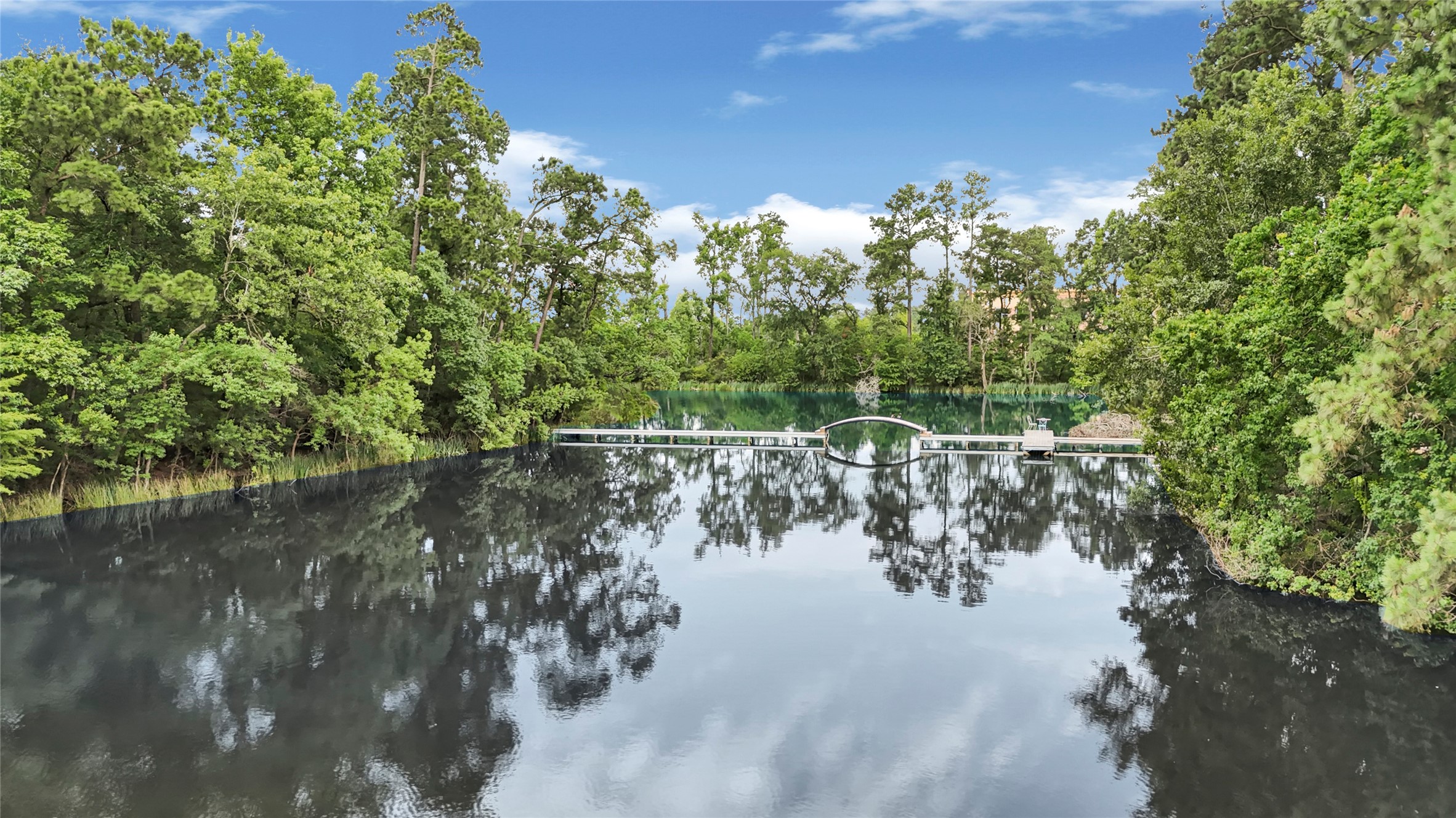 a view of water with a mountain
