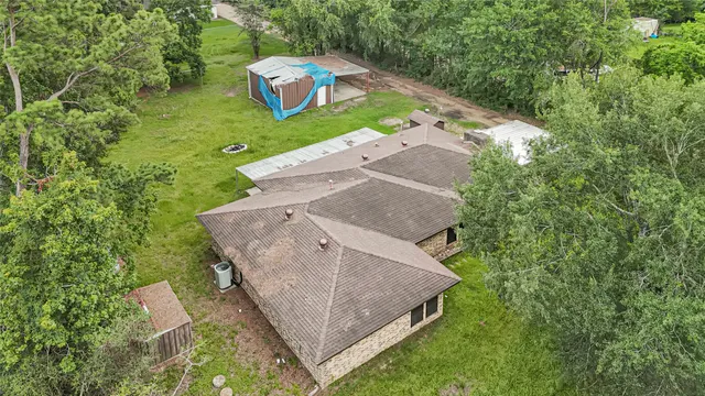 an aerial view of a house