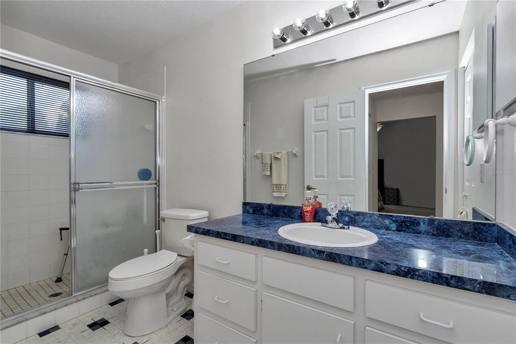 8342 Southwest 65th Avenue Ocala, FL 34476 - Photo 22 of 40 a bathroom with a sink a toilet and shower a mirror