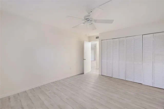 a view of a yard with plants and trees