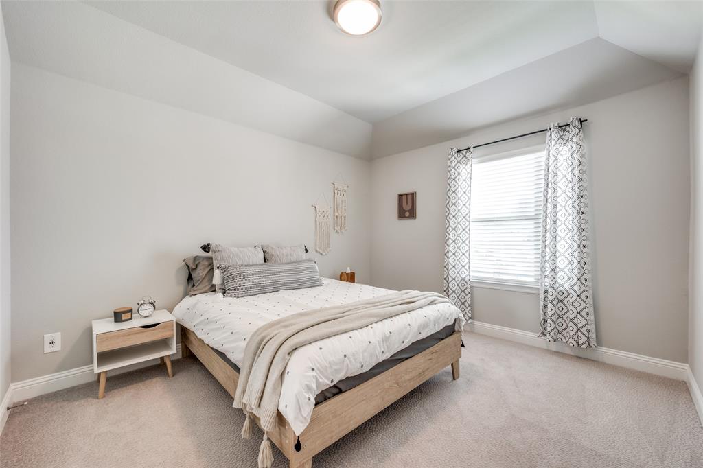16564 Creek Plum Road Frisco, TX 75033 - Photo 18 of 30 Carpeted bedroom with baseboards and lofted ceiling