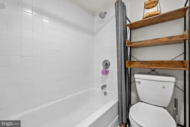 a bathroom with a toilet and a bathtub