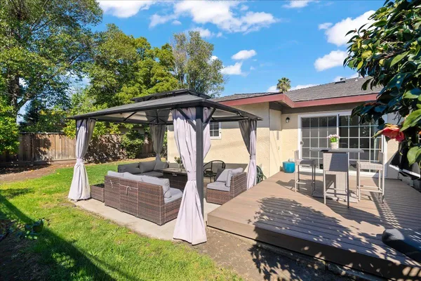 a view of outdoor space yard deck patio and swimming pool