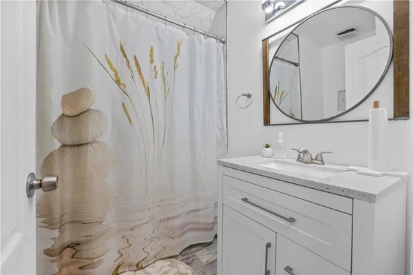 a view of a storage room with an outdoor seating