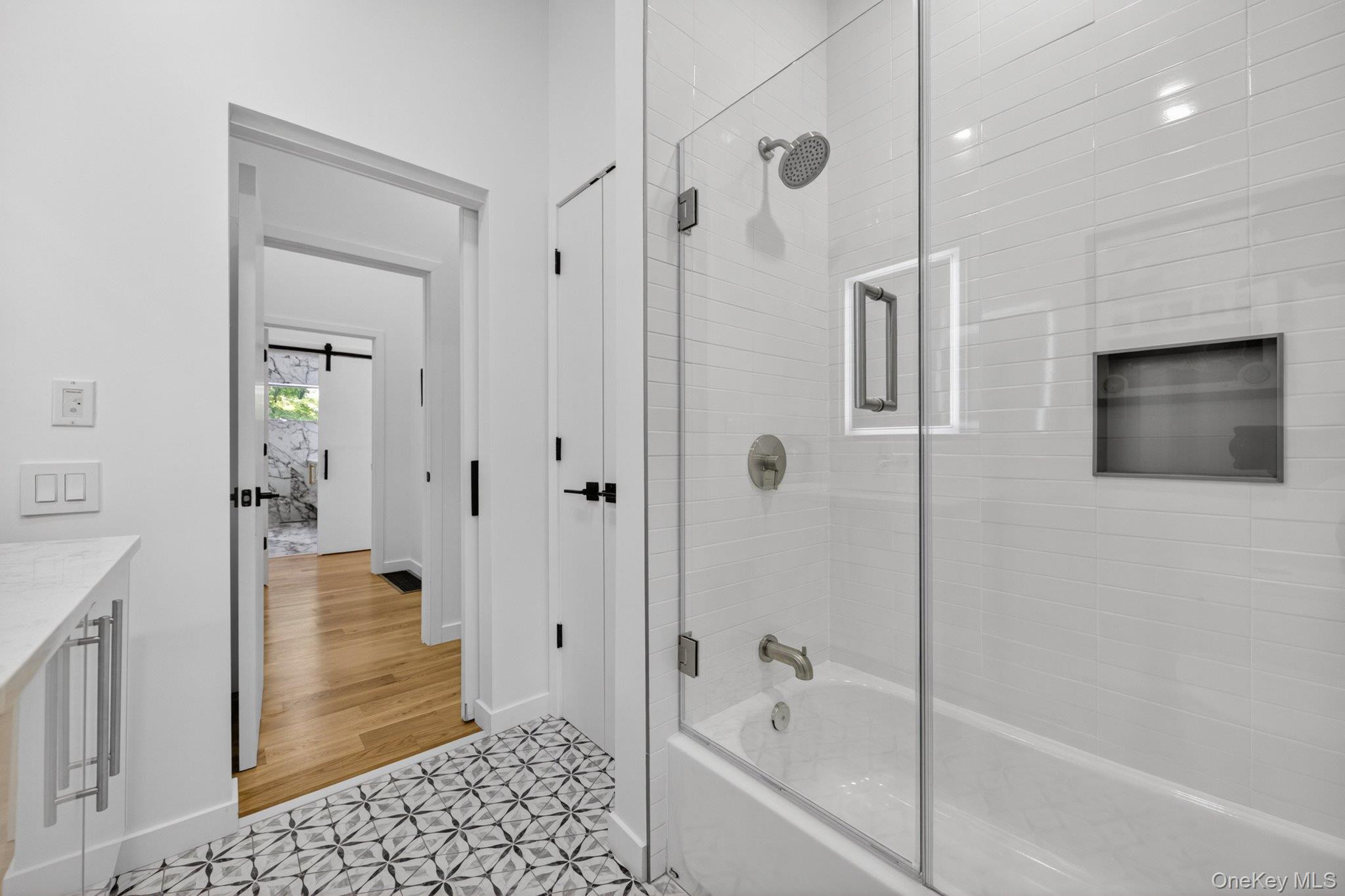 739 Old Post Road New Paltz, NY 12561 - Photo 31 of 47 Bathroom featuring a glass-enclosed shower-tub combination