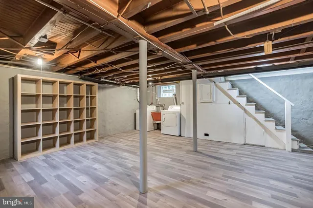 a view of porch with wooden floor