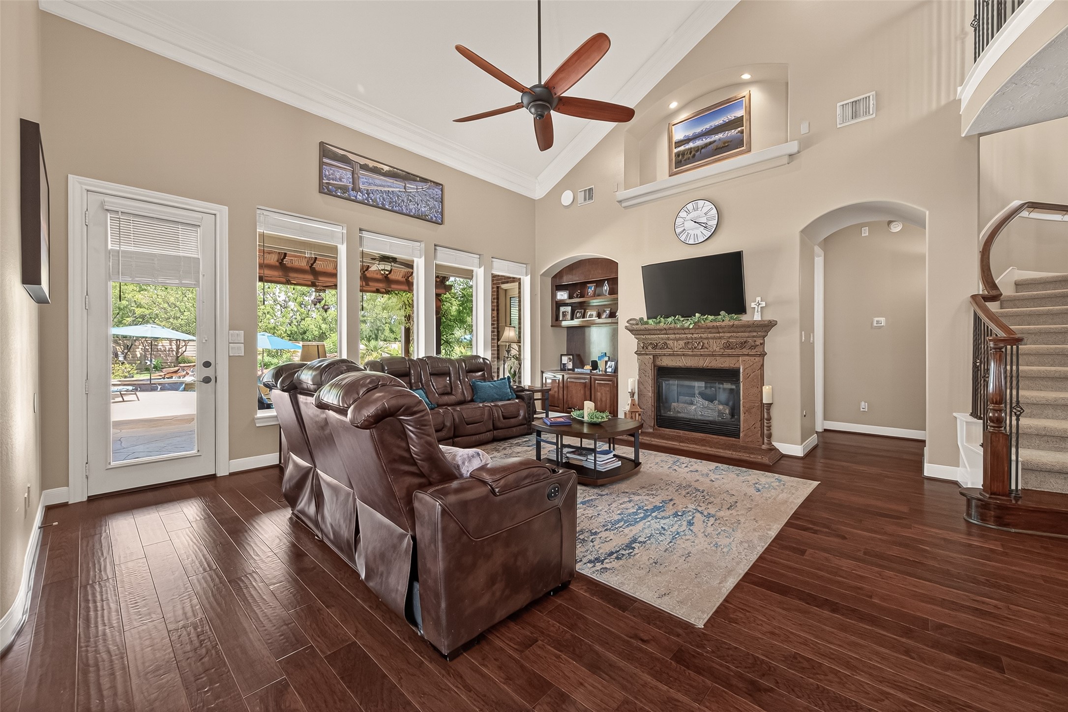 2319 Braer Ridge Drive Katy, TX 77494 - Photo 10 of 50 a living room with furniture large window and a fireplace