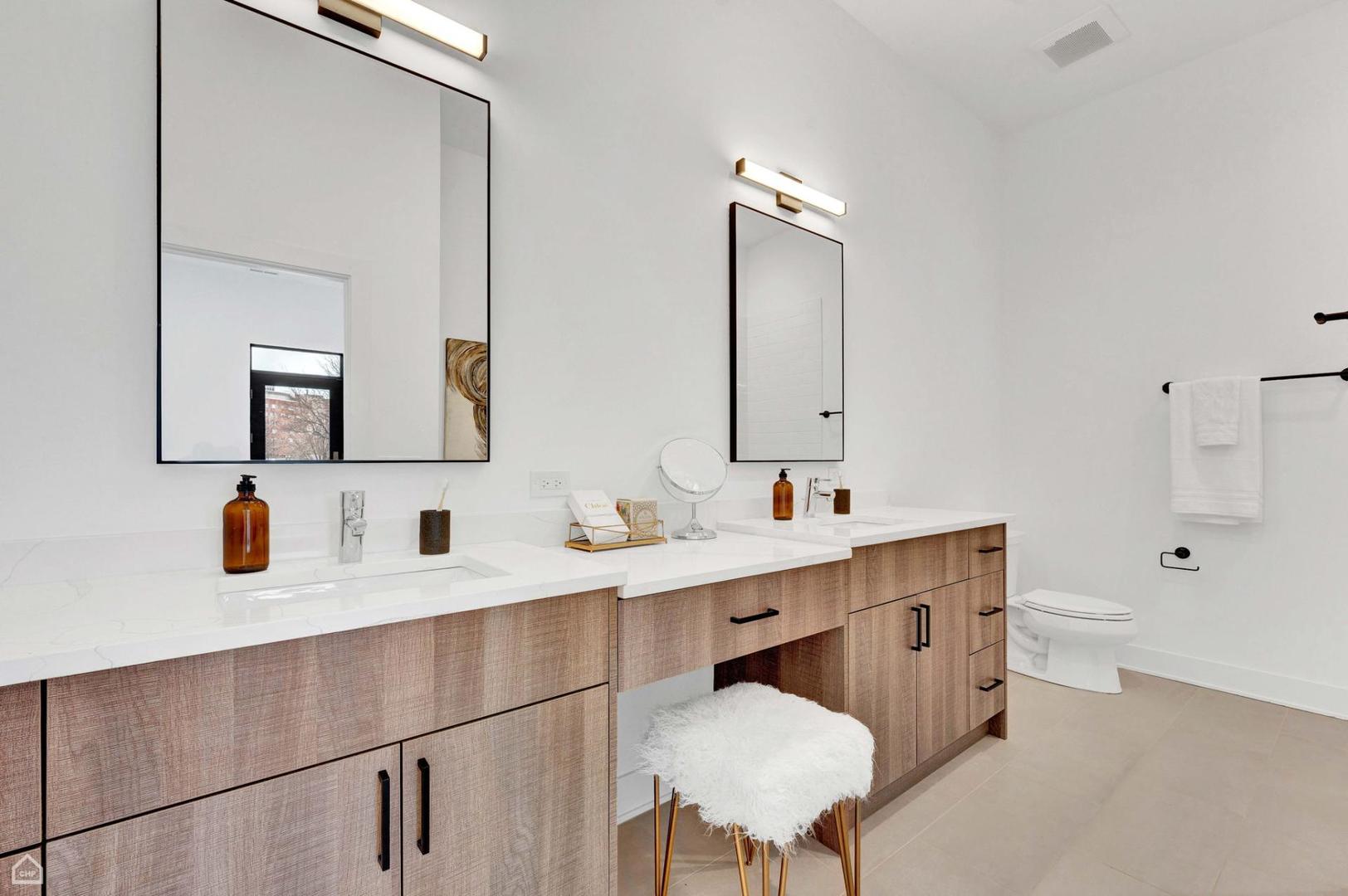 1625 West 13th Street, Unit 300 Chicago, IL 60608 - Photo 10 of 16 a bathroom with a sink double vanity and a mirror