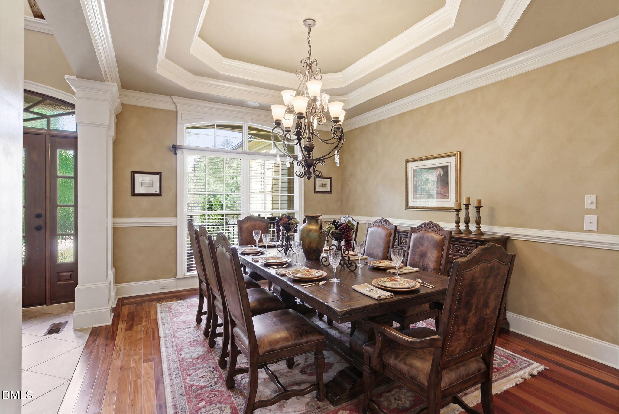 2008 Peaceful Road Wake Forest, NC 27587 - Photo 7 of 89 a view of a dining room with furniture wooden floor and chandelier