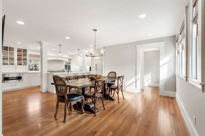 6 Hayes Avenue Lexington, MA 02420 - Photo 10 of 34 a view of a dining room with furniture and wooden floor