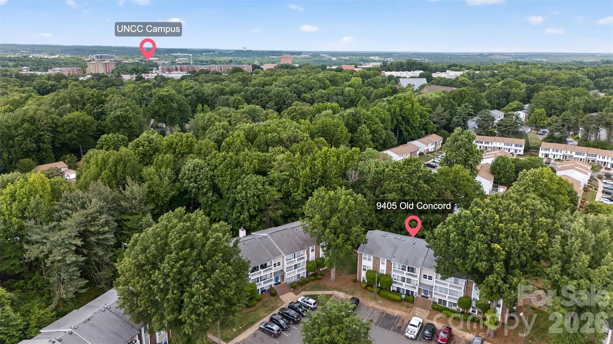 9405 Old Concord Road, Unit C Charlotte, NC 28213 - Photo 26 of 27 an aerial view of a houses with outdoor space and street view