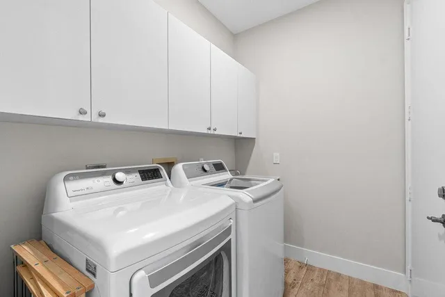 a view of a patio with furniture