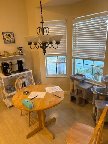 a table and chairs in a room