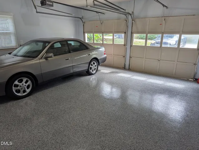 a view of a car in garage