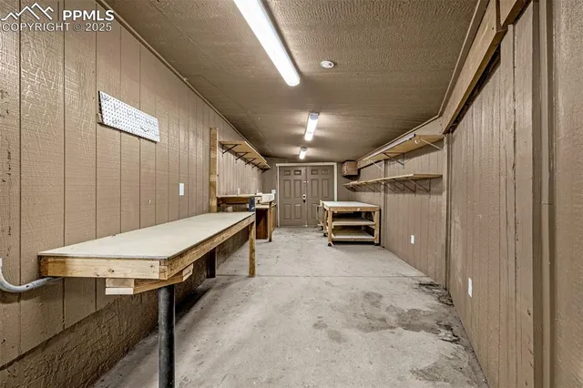 a view of balcony with wooden floor