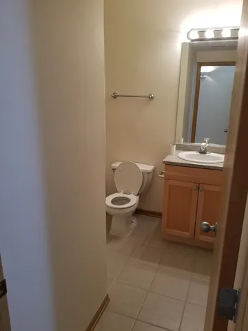 a bathroom with a toilet a sink and mirror