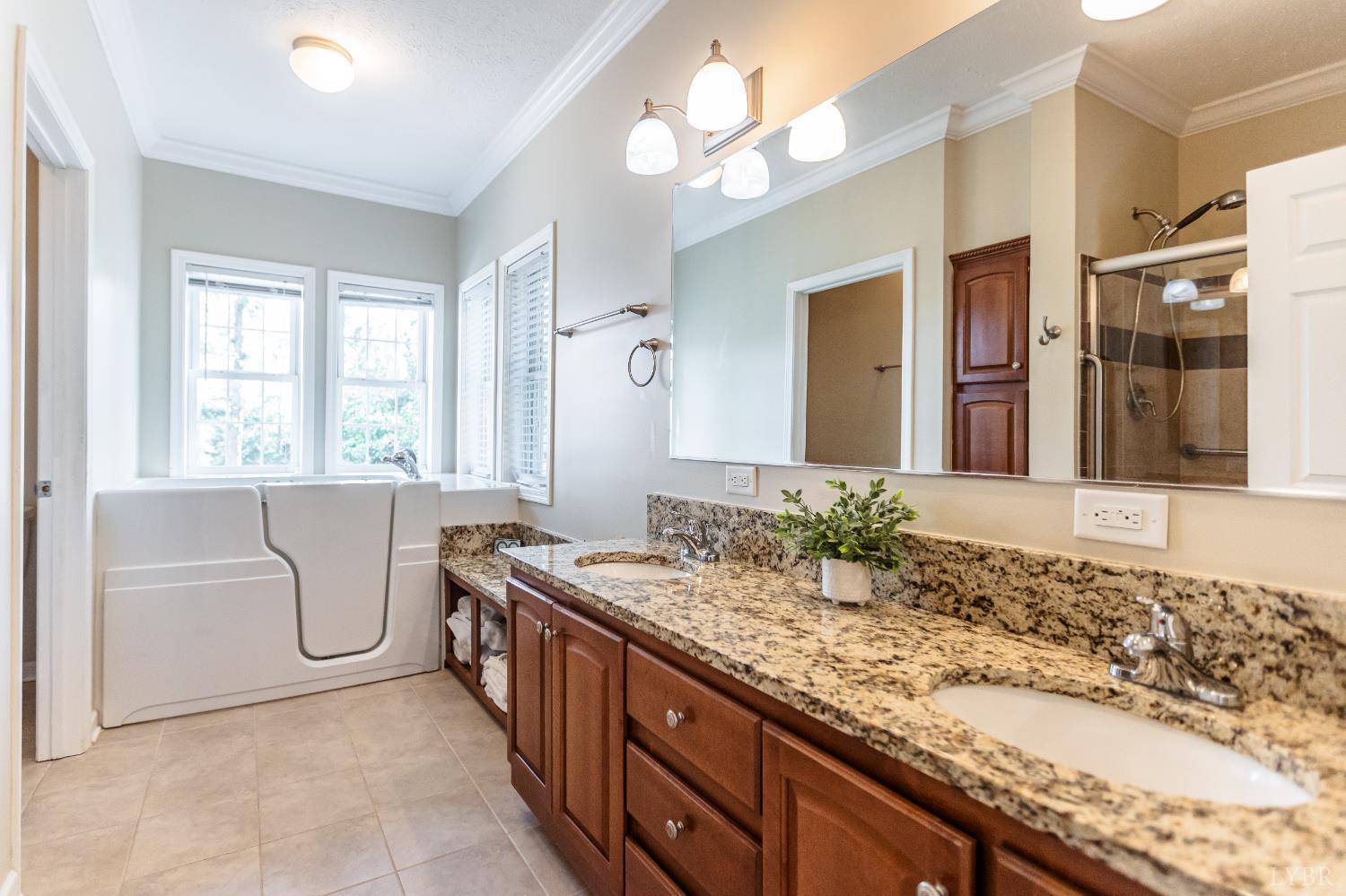 1562 Rocks Church Road Pamplin, VA 23958 - Photo 28 of 30 a bathroom with a granite countertop sink and a mirror