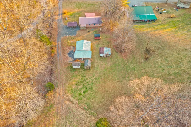 a bathroom with a small yard