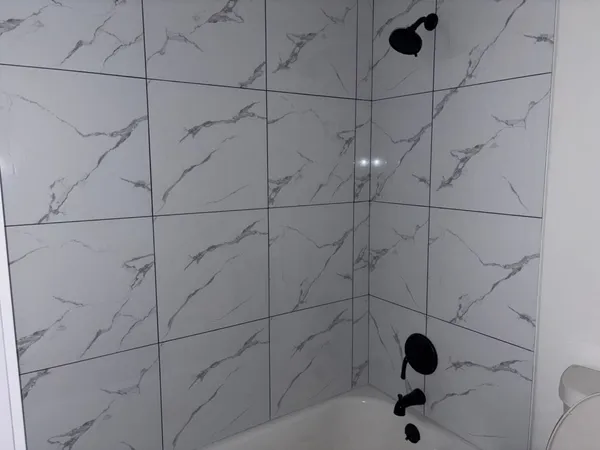 a bathroom with a shower
