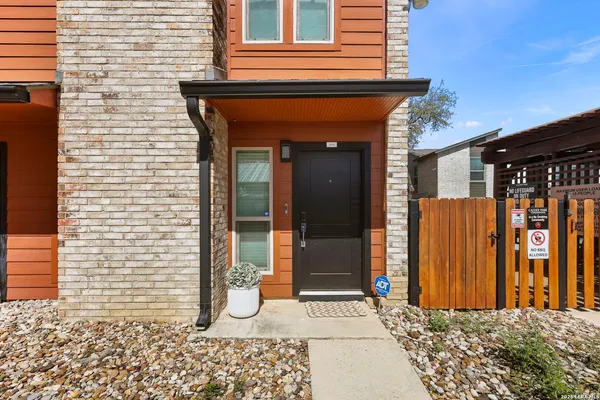a view of a entryway door front of house