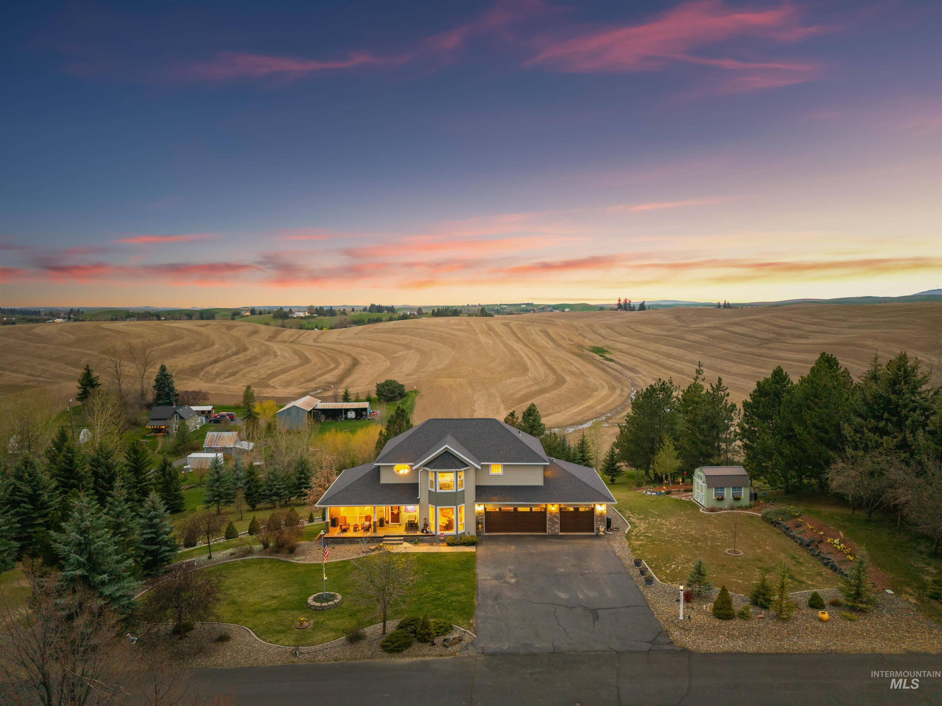 2435 Arborcrest Road Moscow, ID 83843 - Photo 44 of 48 Aerial view at dusk of a view of rural / pastoral area