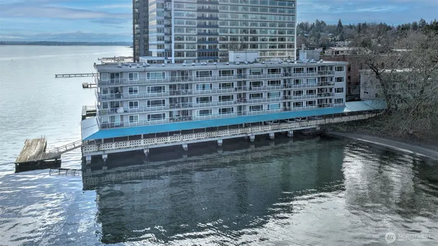 a view of a lake with a mountain in the background
