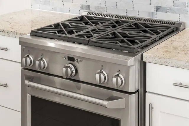 a close up of a stove top oven