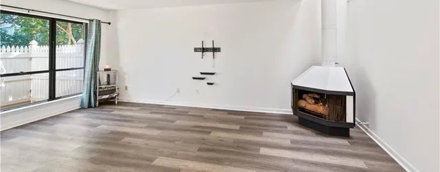 an empty room with windows