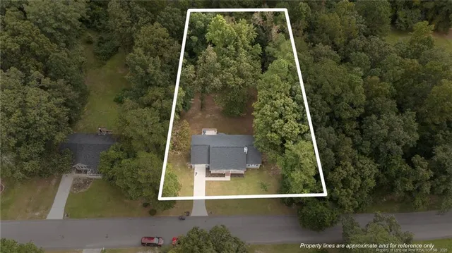 an aerial view of a residential houses