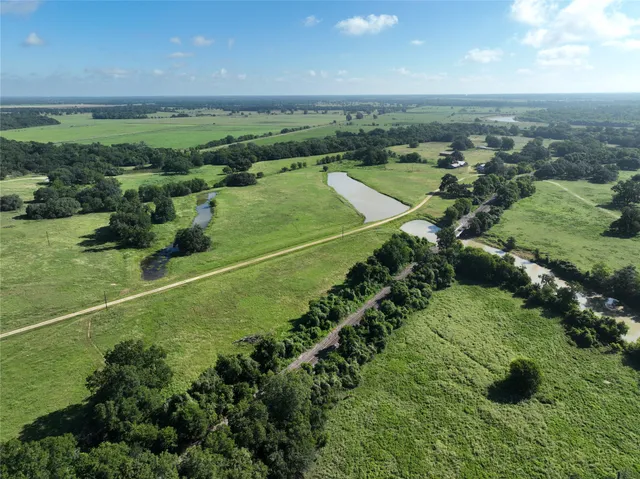 a view of a field with an ocean
