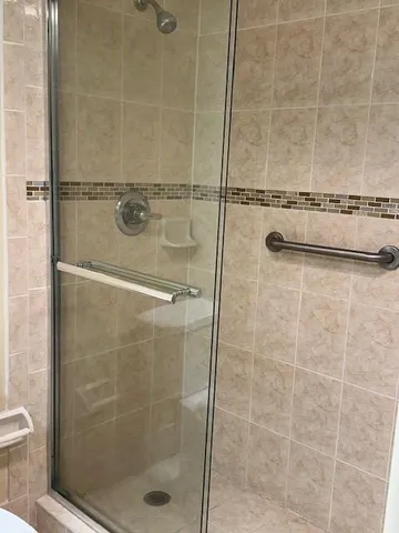 a bathroom with a shower