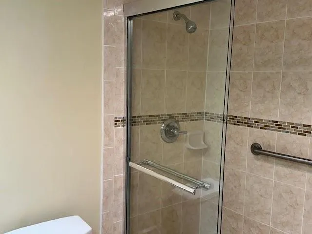 a bathroom with a shower