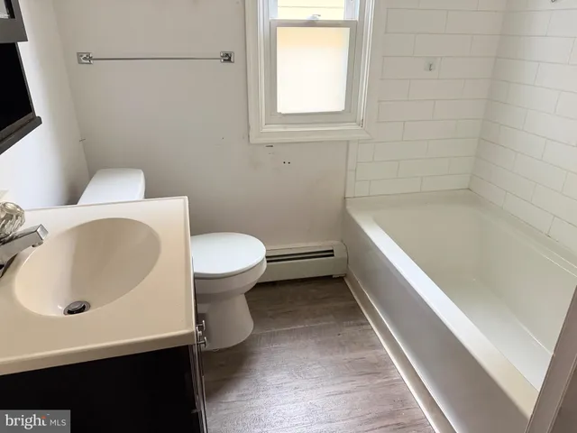 a bathroom with a bathtub