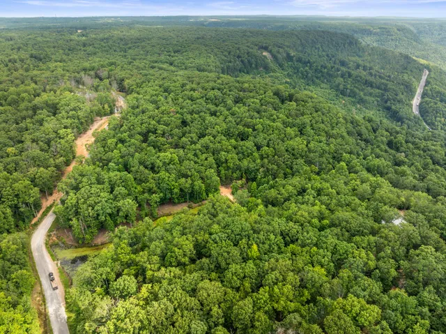 a view of a field of grass and trees