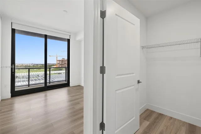 a view of a room with racks on the wall