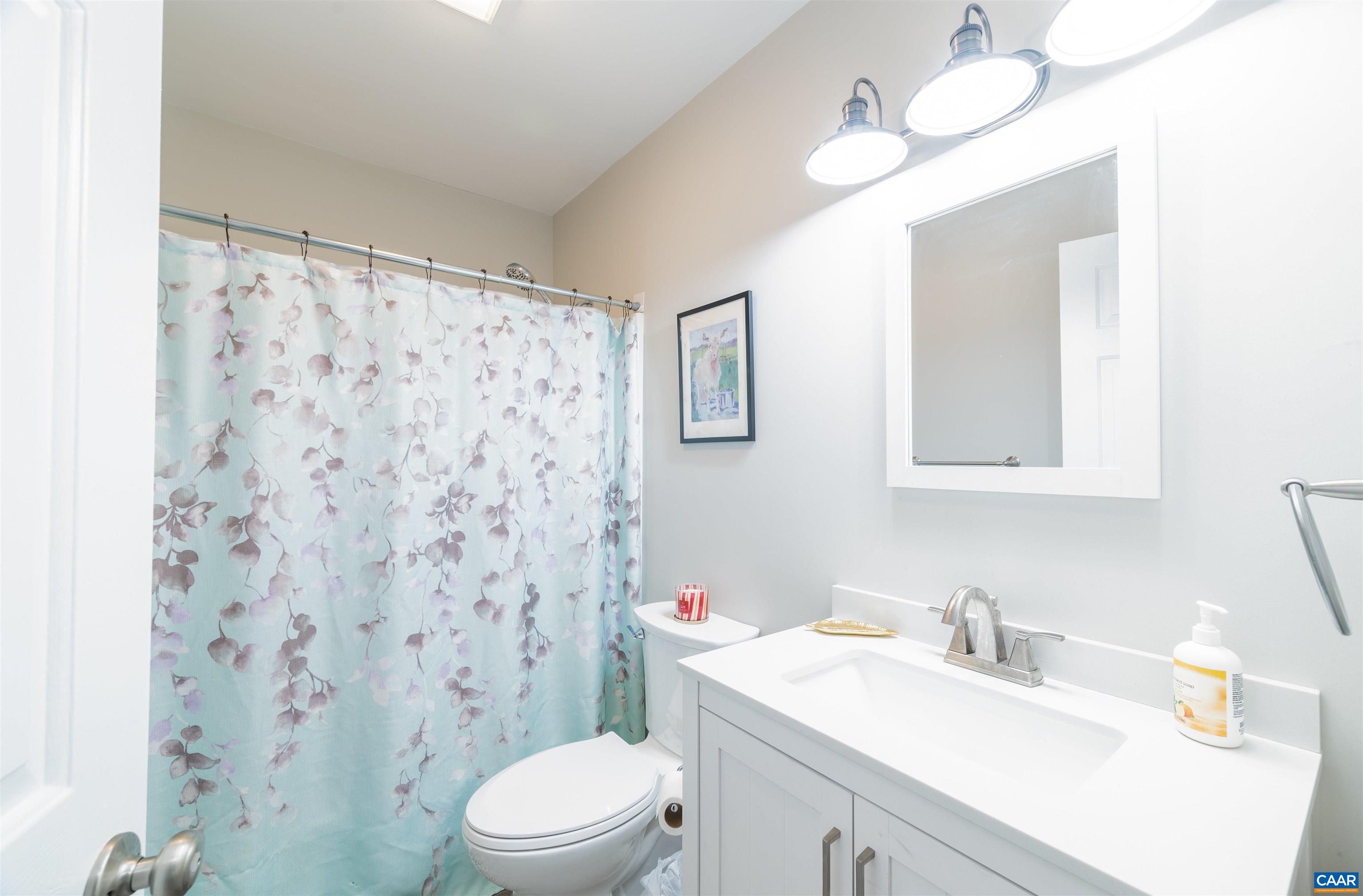 1507 Buck Road Crozet, VA 22932 - Photo 21 of 33 a bathroom with a sink a toilet and shower curtain