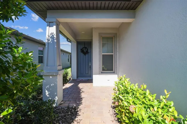 a view of a livingroom with furniture and a potted plant