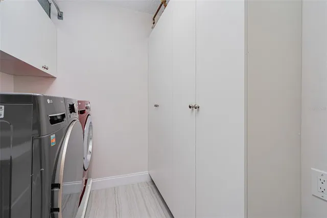 a view of balcony with furniture