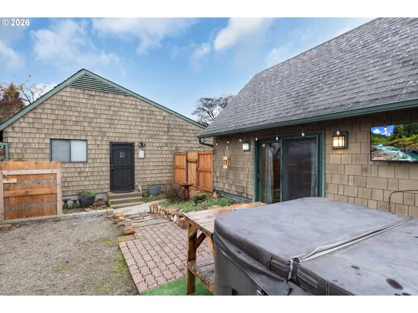 a view of a house with a patio