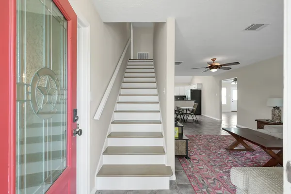 a living room with furniture