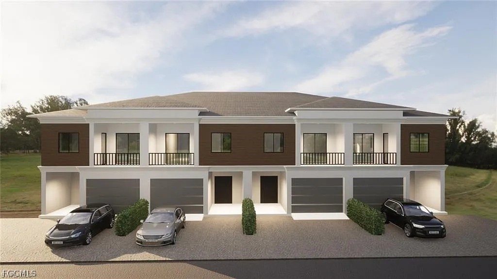 a front view of a house with patio