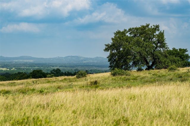 a view of grassy field with benches and trees all around