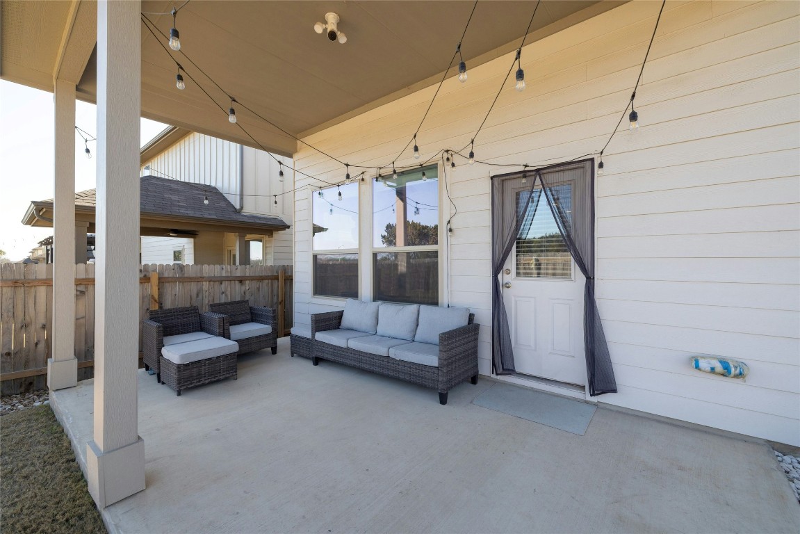 436 Staunton Drive Leander, TX 78641 - Photo 30 of 39 View of patio / terrace with fence and an outdoor living space