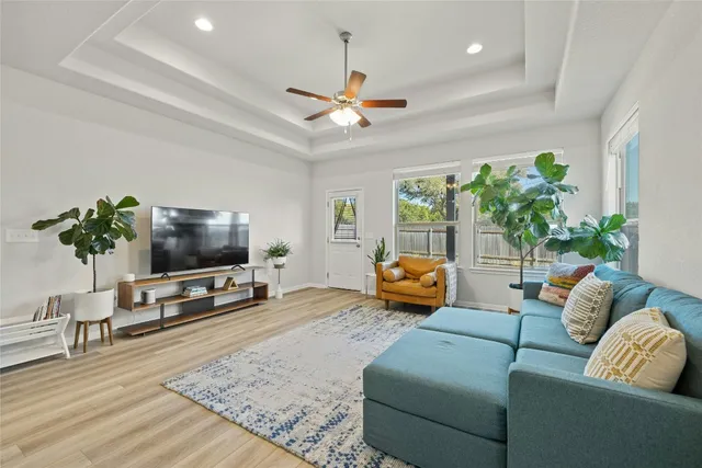 a living room with furniture and a couch