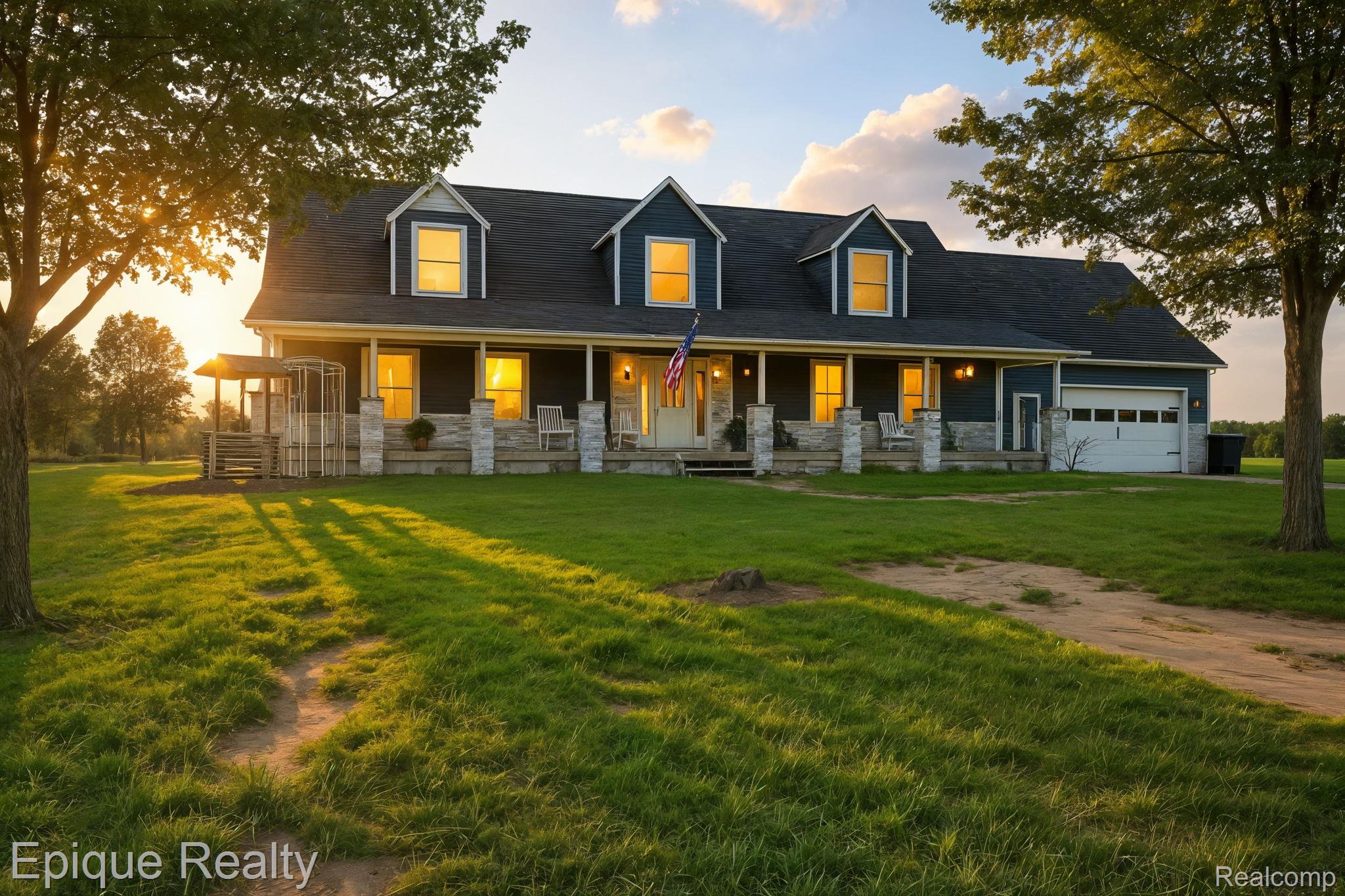 13265 Tibbets Road Memphis, MI 48041 - Photo 14 of 48 Cape cod house featuring covered porch, a yard, and a garage